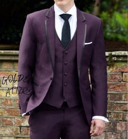 UK & US - 3 Piece Purple Suits Men's Suit