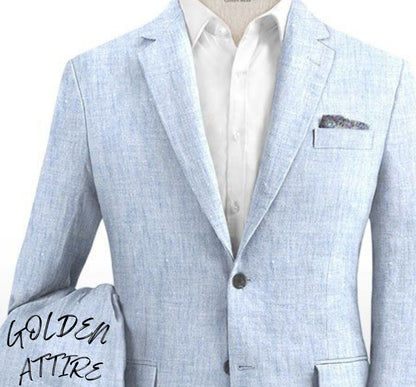 Linen Sky Blue Suit, Ethnic Wedding Groom Wear