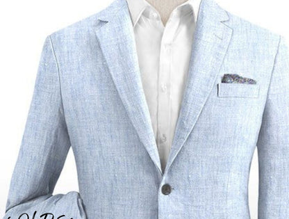 Linen Sky Blue Suit, Ethnic Wedding Groom Wear