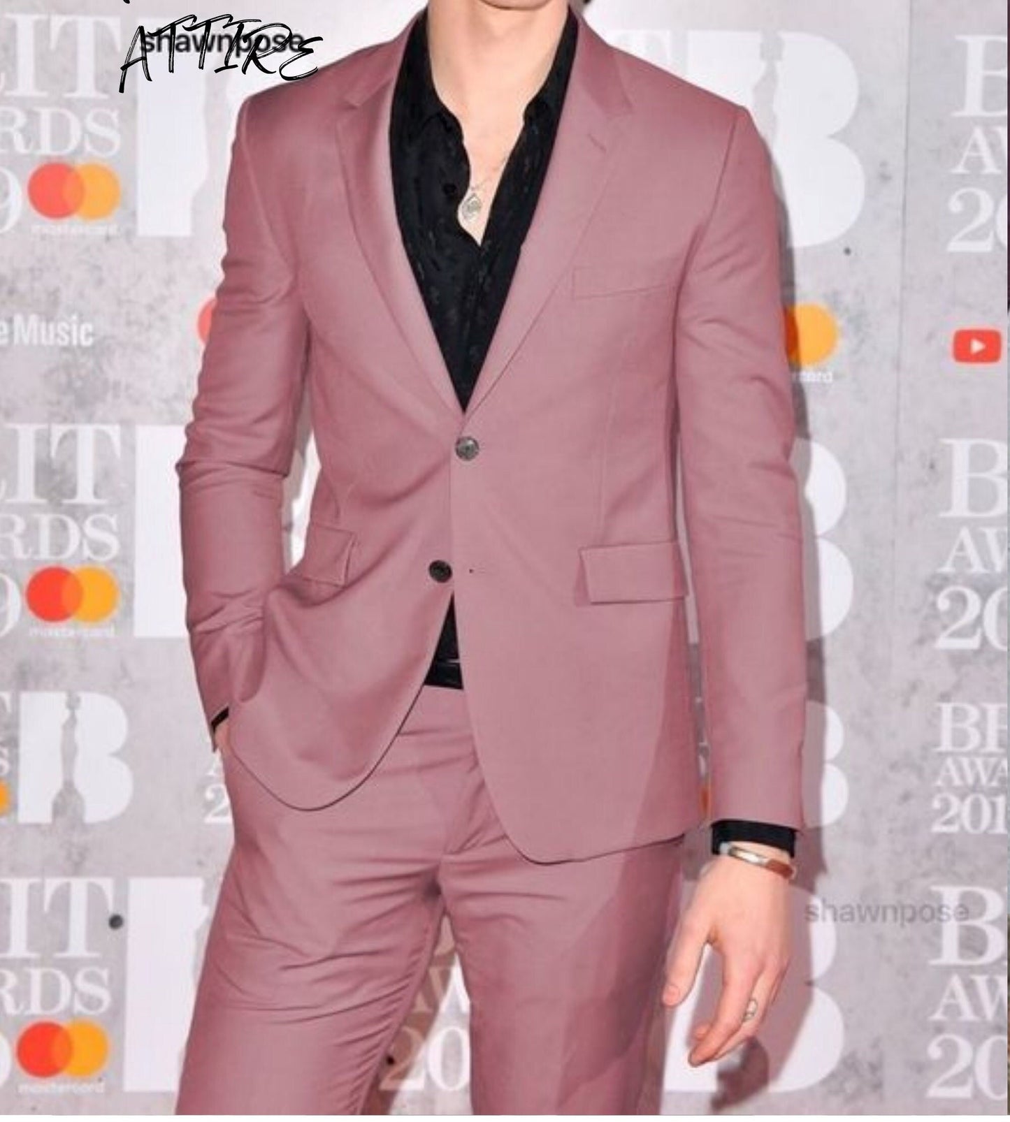 Dusty Rose Two-Piece Suit: Men's Tuxedo, Wedding Groom Suit