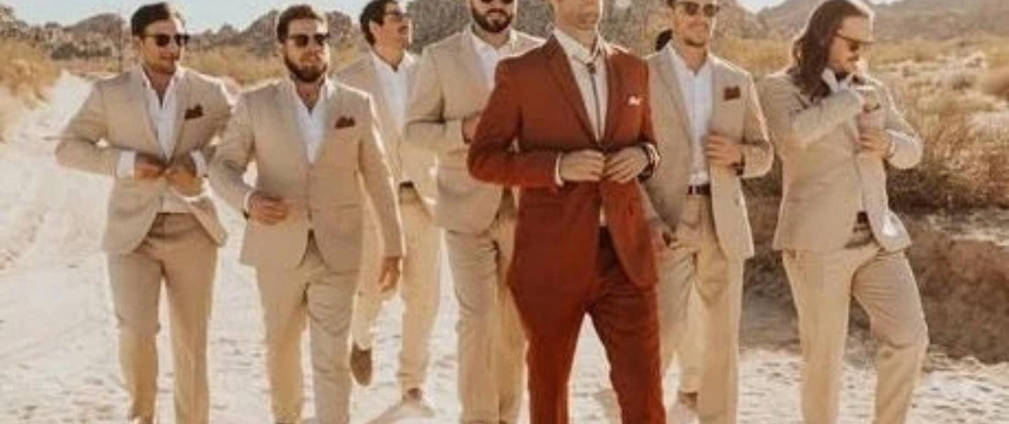 Men's Rust Brown 3 Piece Suit, Custom Fit Wedding Tuxedo