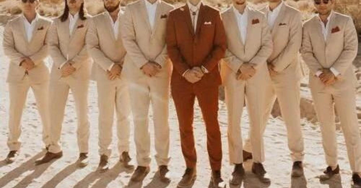 Men's Rust Brown 3 Piece Suit, Custom Fit Wedding Tuxedo