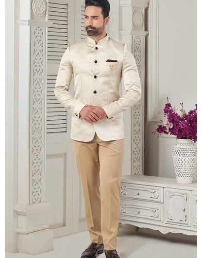 Cream Groom Jodhpuri Suit, Indian Wedding Outfit