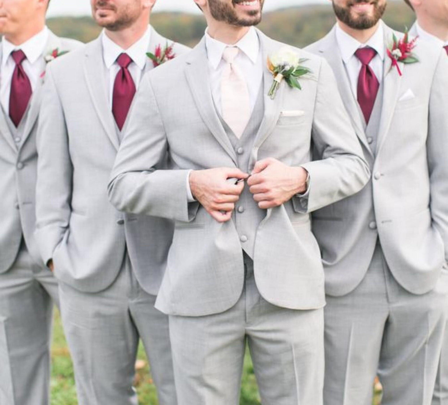 Light Grey Three Piece Suit: Slim Fit Wedding Suit