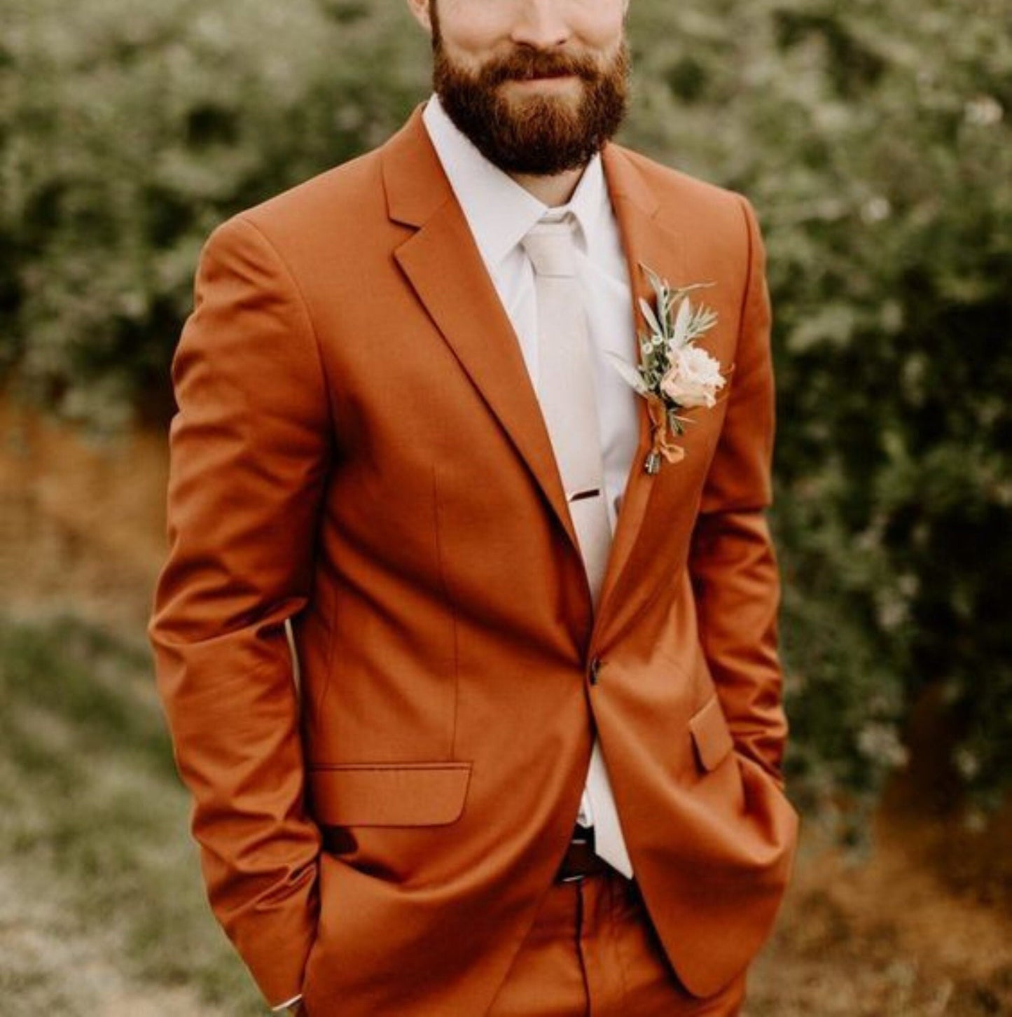 Rust Men's Suit: Luxury Ethnic Wedding 2-Piece Groom Wear