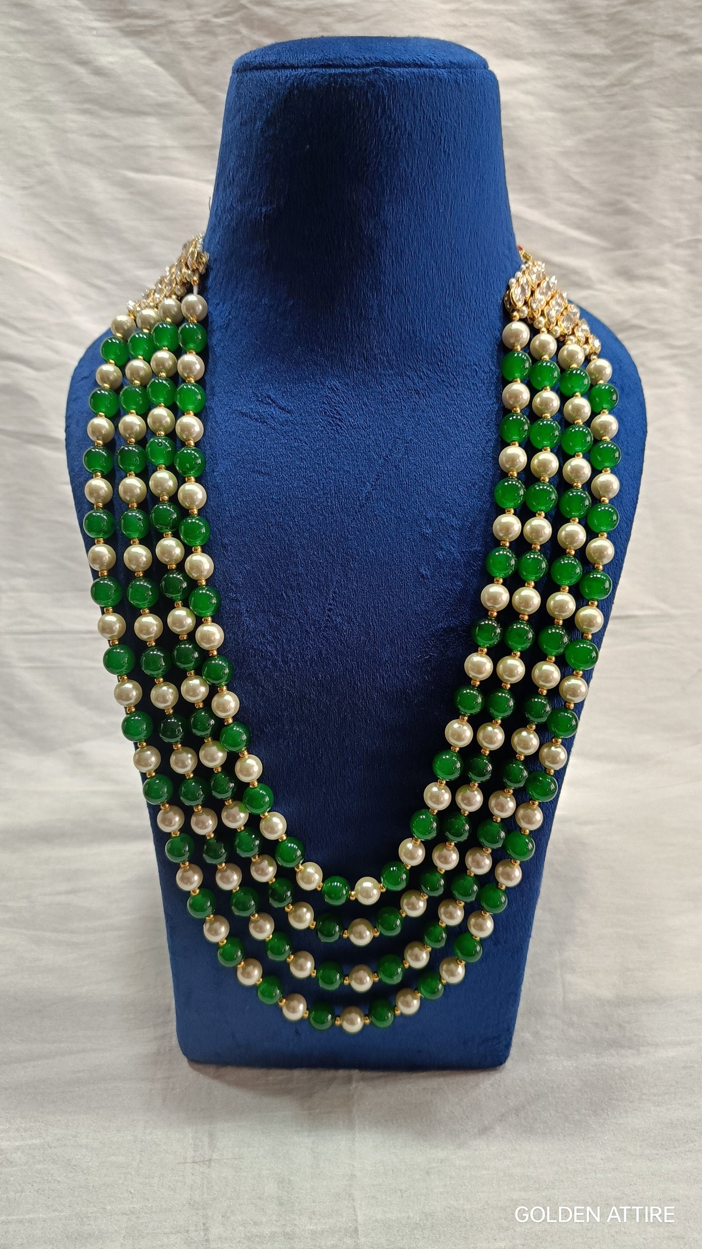 Groom Emerald & Pearl Necklace: Indian Sherwani Jewelry
