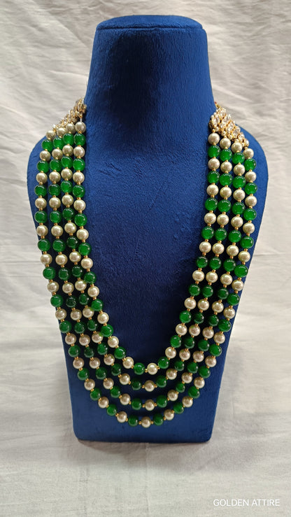 Groom Emerald & Pearl Necklace: Indian Sherwani Jewelry