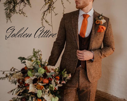 Rust Tweed Three Piece Suit, Vintage Style