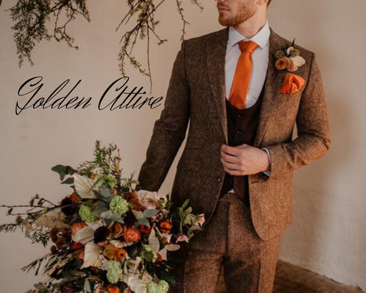 Rust Tweed Three Piece Suit, Vintage Style