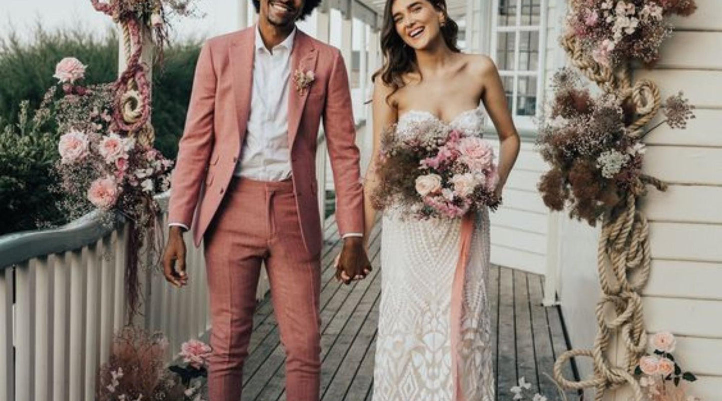 Dusty Rose Men's Suit, Wedding Groom Attire