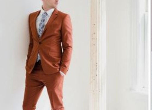 Rust Men's Suit, Luxury Two-Piece Ethnic Wedding Wear