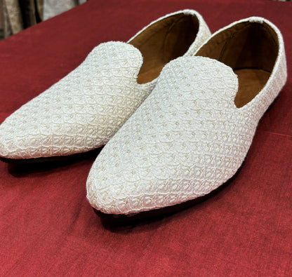 Ivory Wedding Mojari Shoes, Indian Groom Jutti, Sherwani Shoes,