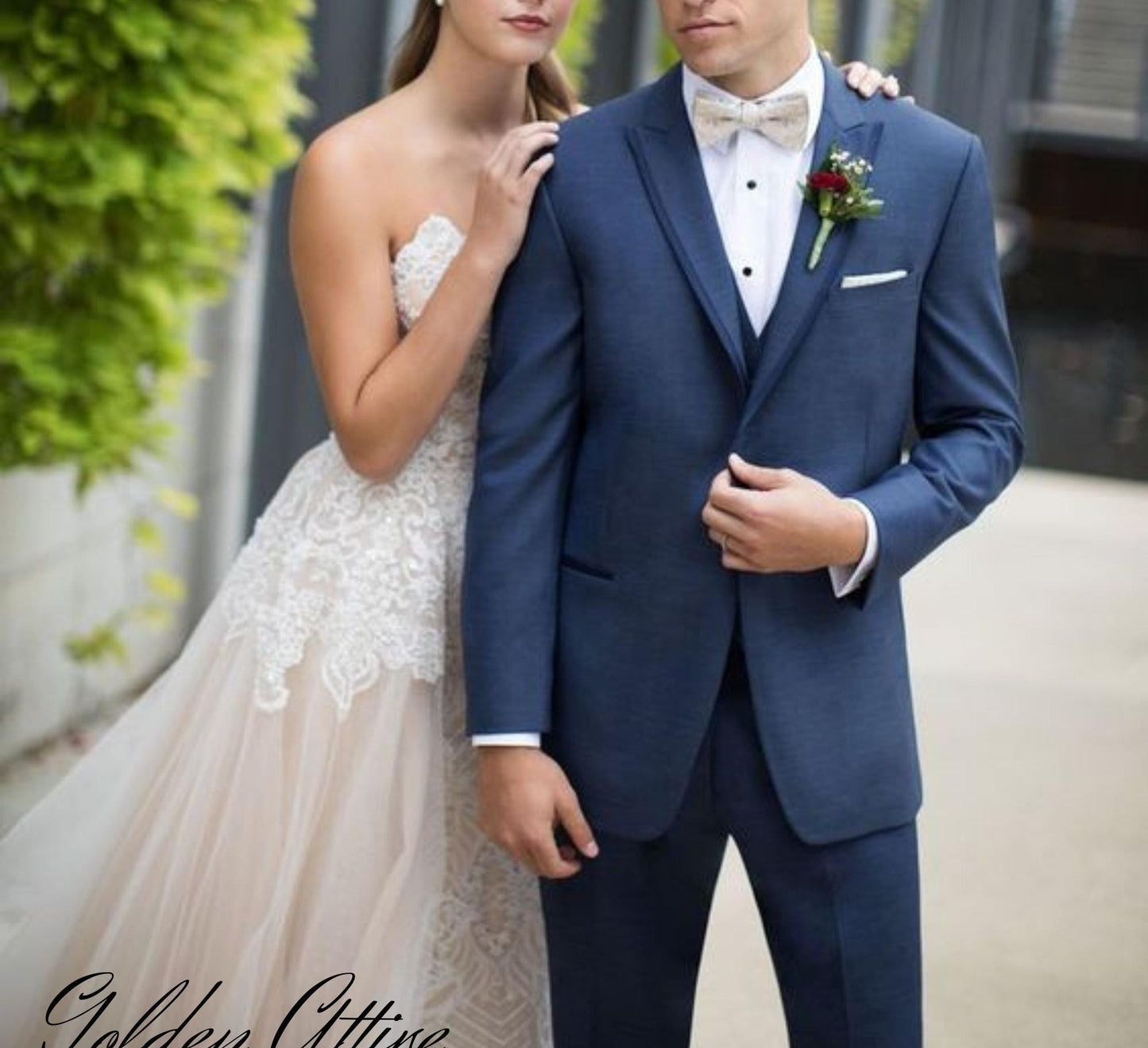 Blue Two-Piece Suit: Luxury Stylish Wedding Groom Attire