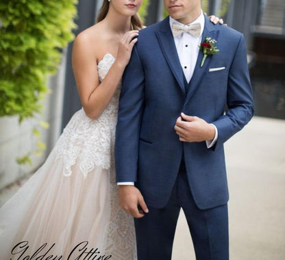 Blue Two-Piece Suit: Luxury Stylish Wedding Groom Attire