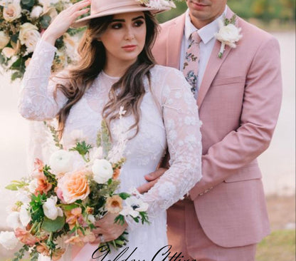 Dusty Rose Two-Piece Suit: Luxury Ethnic Wedding Wear