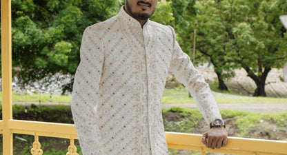 Embroidered Indian Wedding Sherwani, Groom Outfit