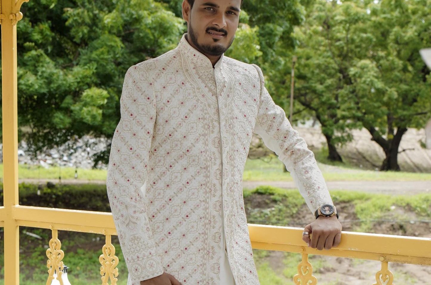 Embroidered Indian Wedding Sherwani, Groom Outfit