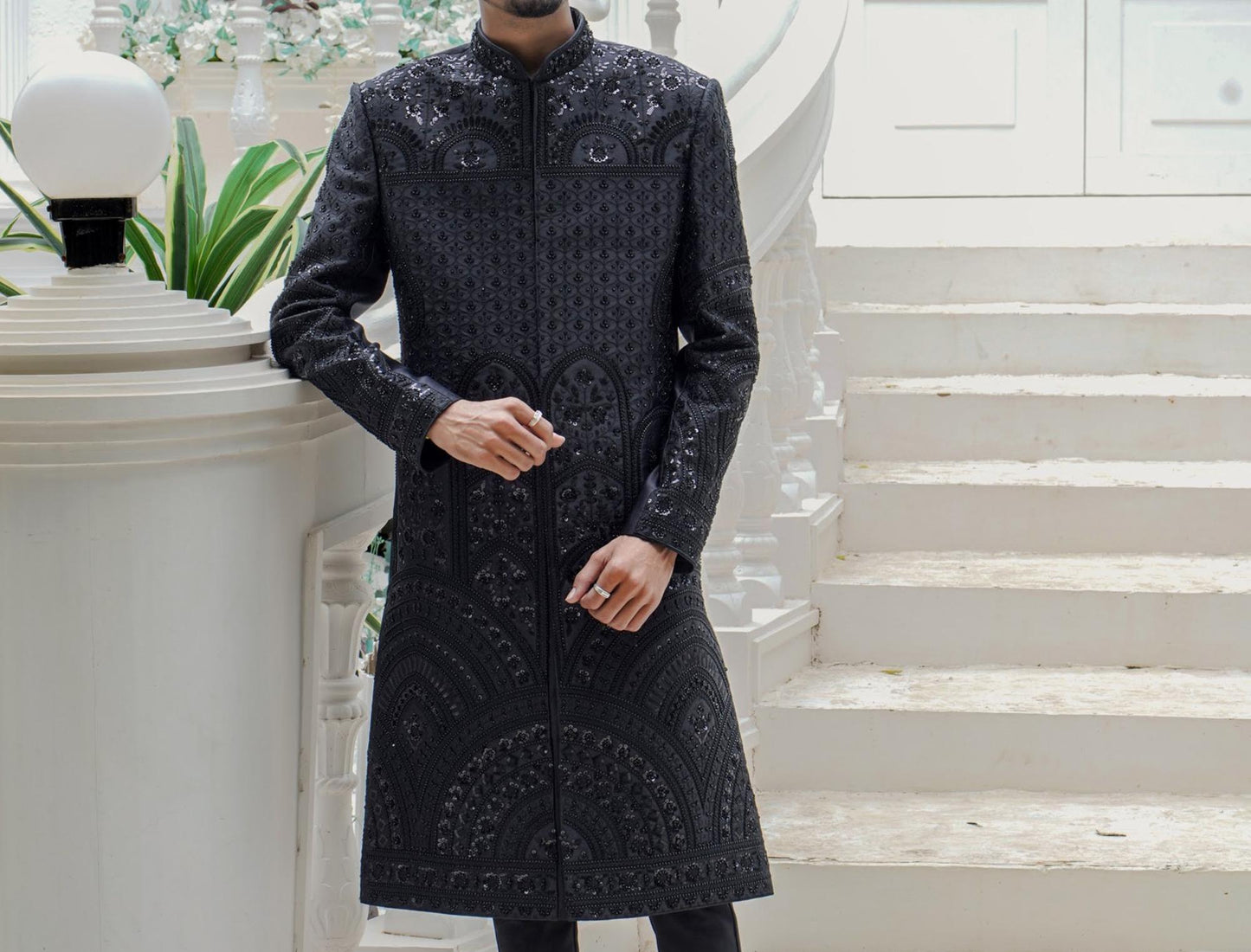 Black Sherwani, Rich Look Groom Wedding Outfit