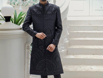 Black Sherwani, Rich Look Groom Wedding Outfit