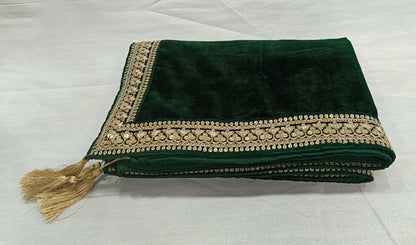Green Velvet Groom Shawl: Indian Wedding Sherwani Dupatta
