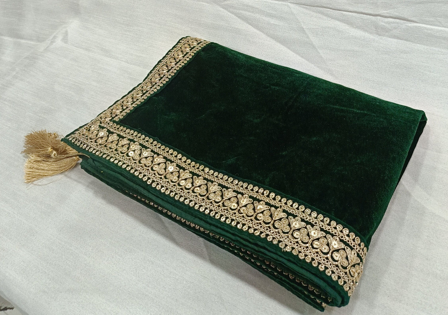 Green Velvet Groom Shawl: Indian Wedding Sherwani Dupatta