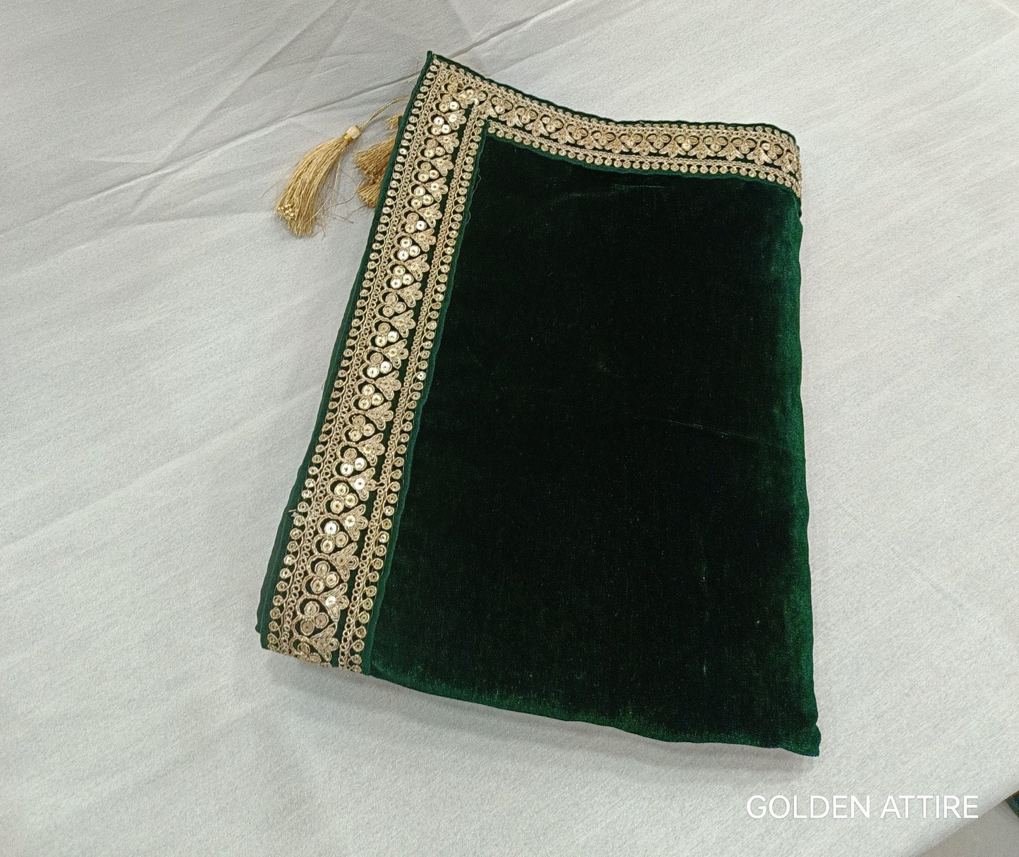 Green Velvet Groom Shawl: Indian Wedding Sherwani Dupatta