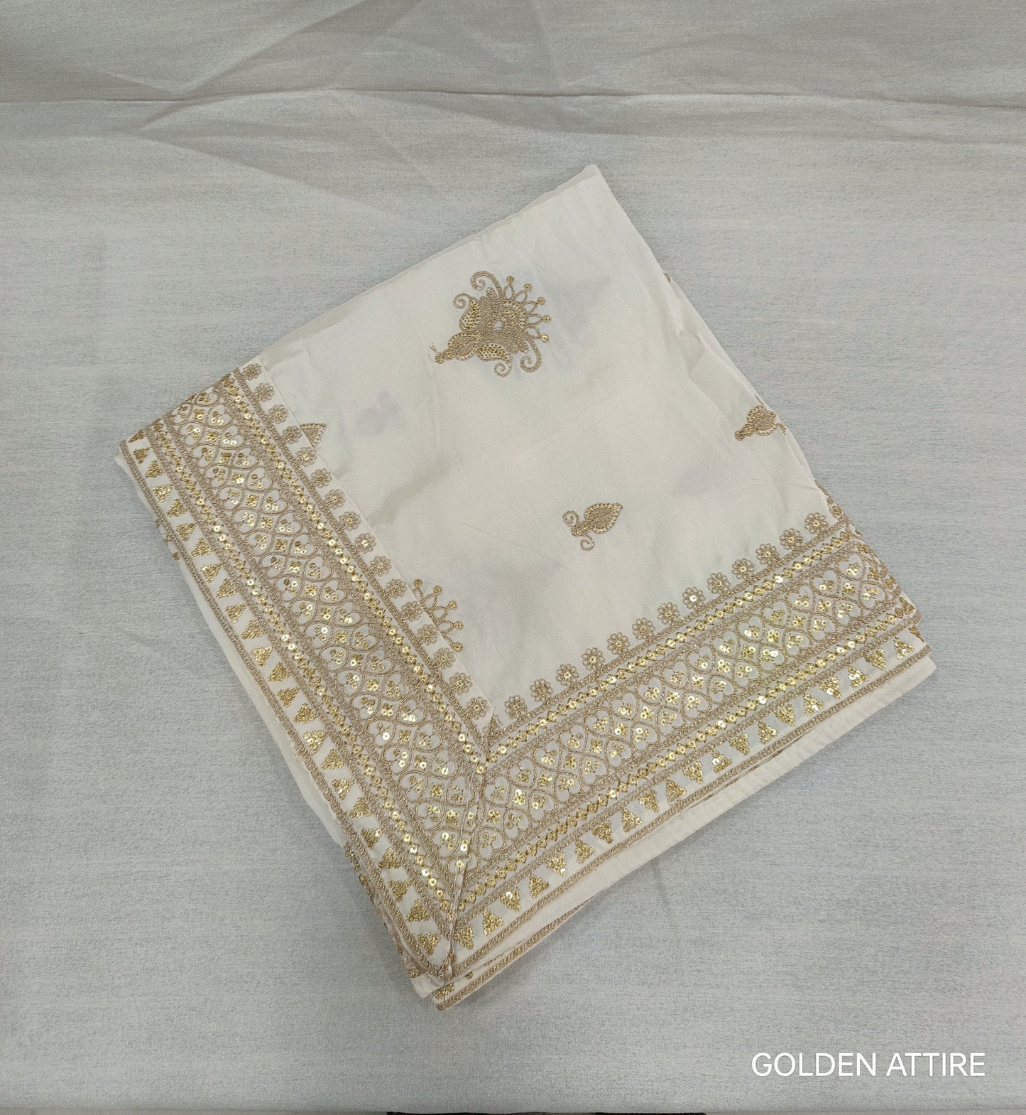 Ivory Wedding Shawl for Groom: Embroidered Indian Stole