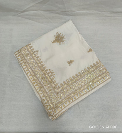 Ivory Wedding Shawl for Groom: Embroidered Indian Stole