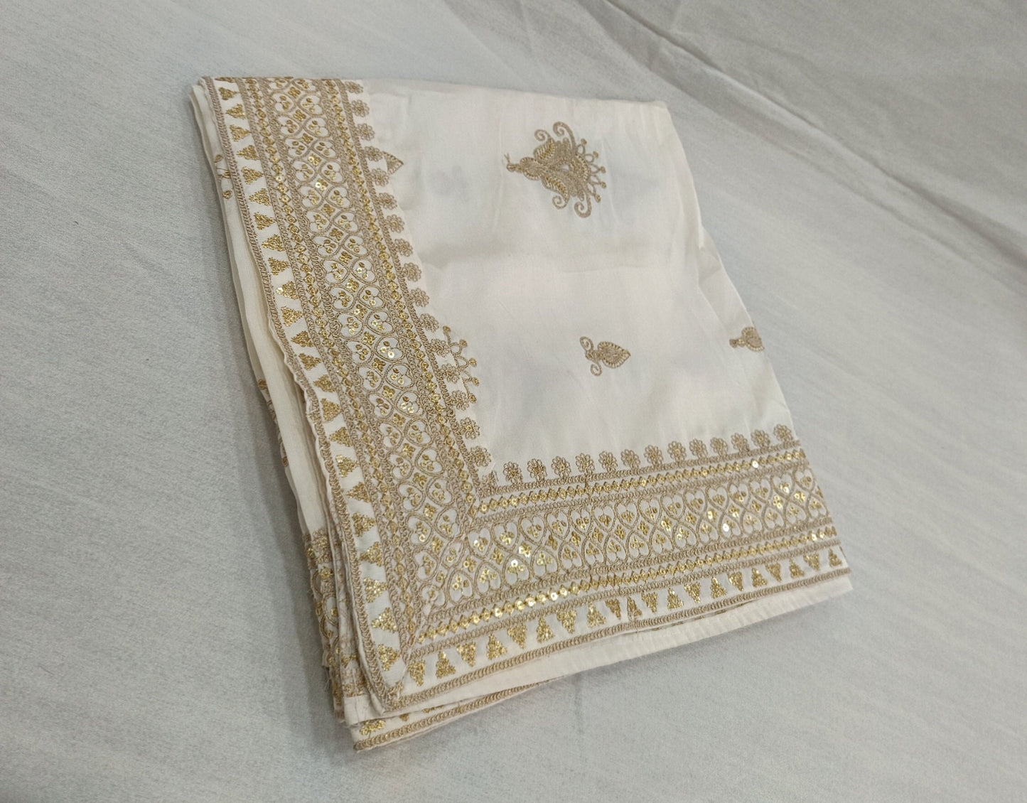 Ivory Wedding Shawl for Groom: Embroidered Indian Stole