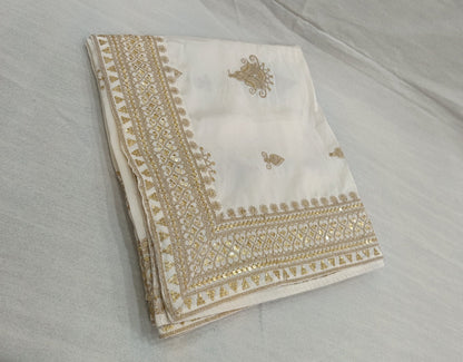 Ivory Wedding Shawl for Groom: Embroidered Indian Stole