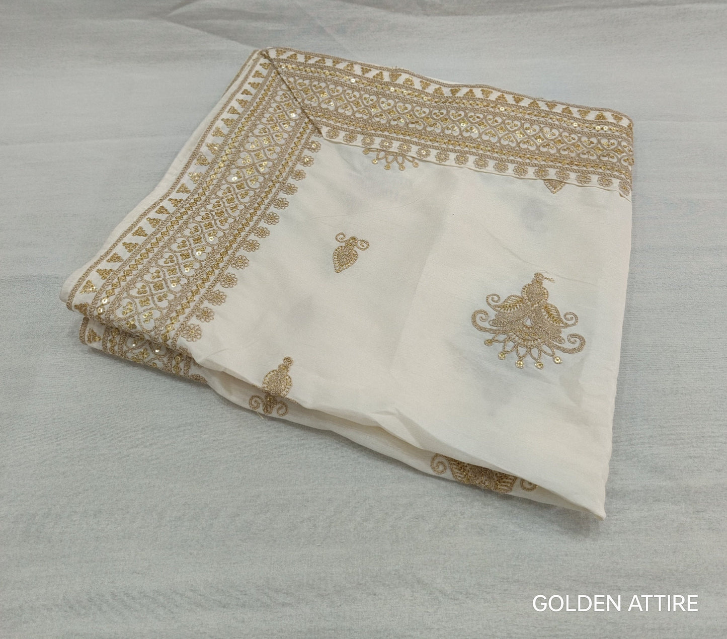 Ivory Wedding Shawl for Groom: Embroidered Indian Stole