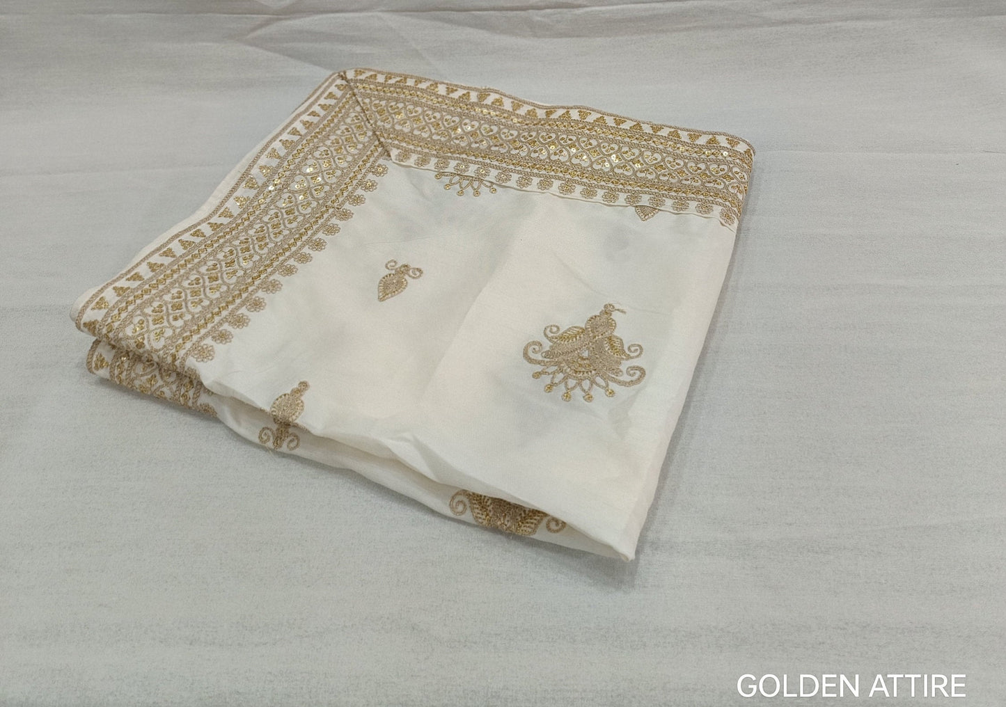 Ivory Wedding Shawl for Groom: Embroidered Indian Stole