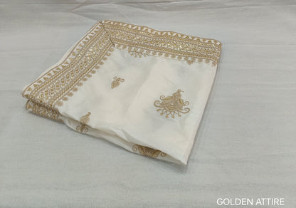 Ivory Wedding Shawl for Groom: Embroidered Indian Stole