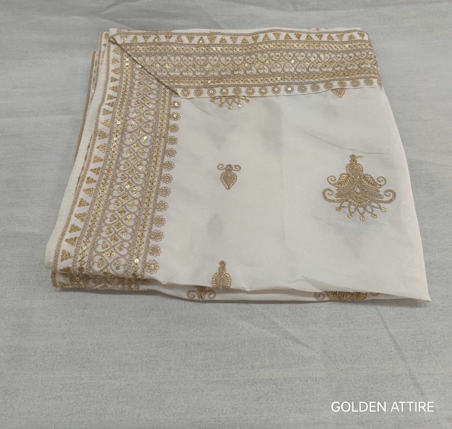 Ivory Wedding Shawl for Groom: Embroidered Indian Stole