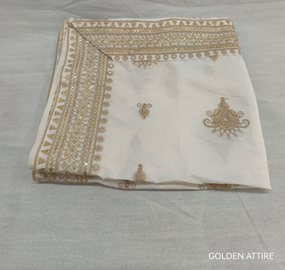 Ivory Wedding Shawl for Groom: Embroidered Indian Stole