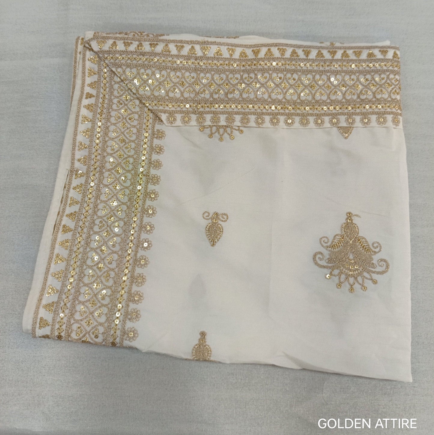 Ivory Wedding Shawl for Groom: Embroidered Indian Stole