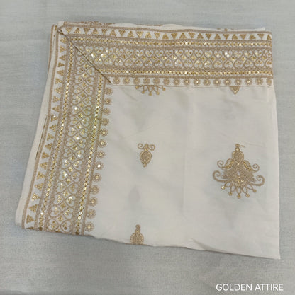 Ivory Wedding Shawl for Groom: Embroidered Indian Stole