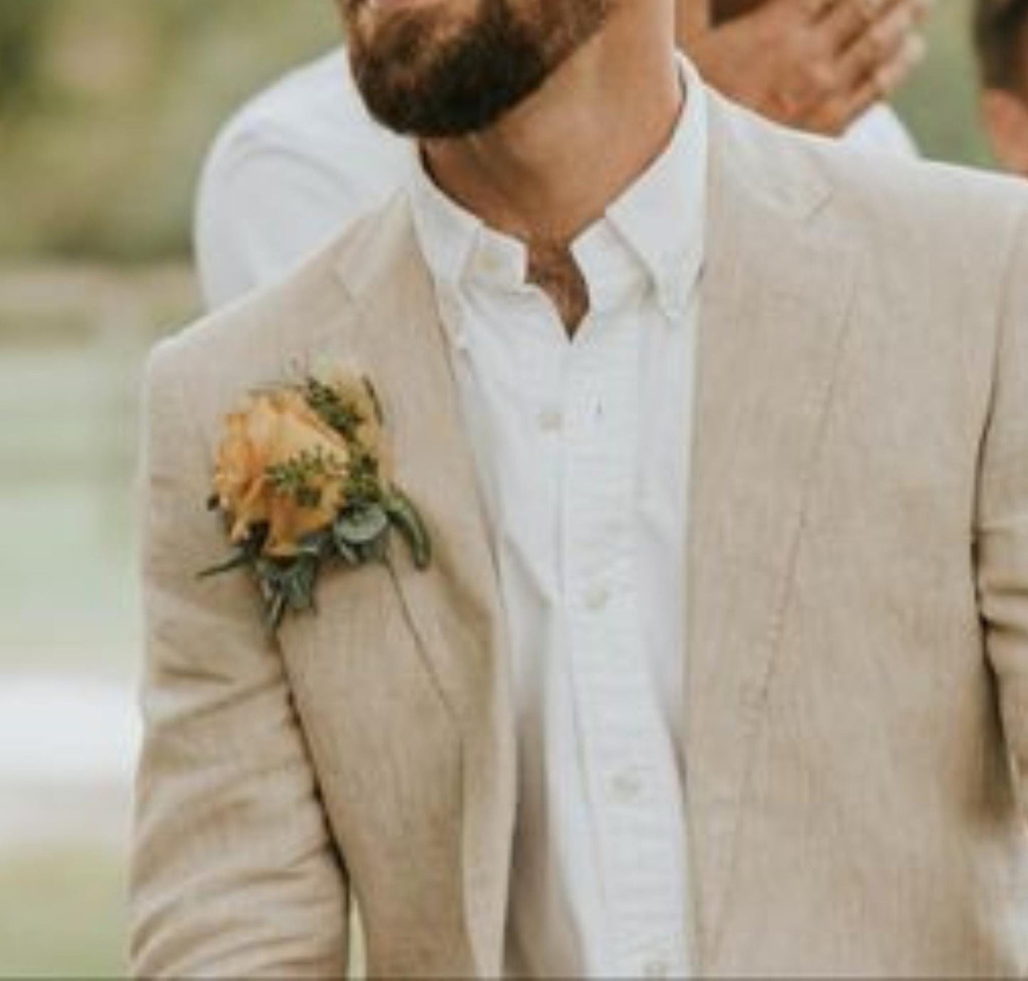 Cream Linen Suit: Luxury Two-Piece Wedding Suit