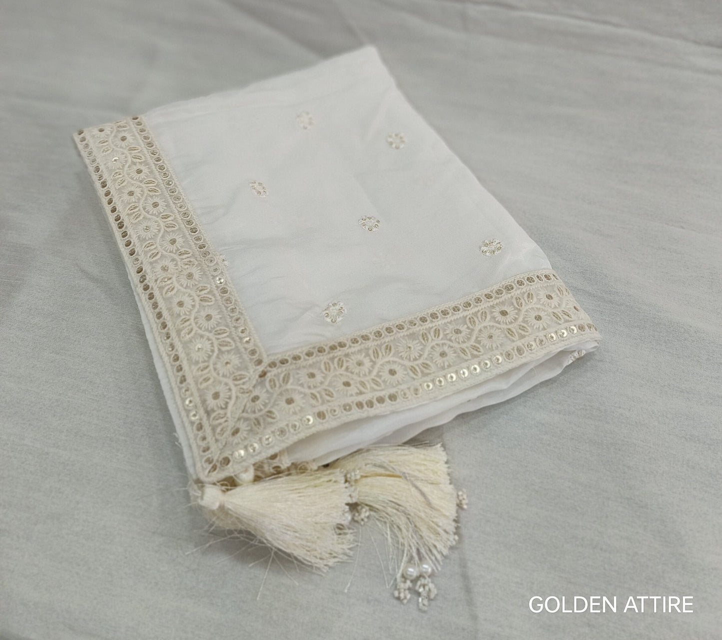 White Wedding Shawl for Groom: Indian Sherwani Stole