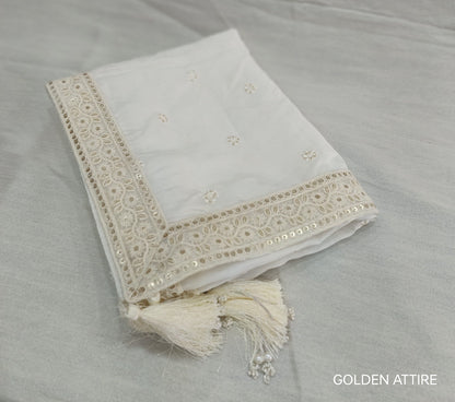 White Wedding Shawl for Groom: Indian Sherwani Stole