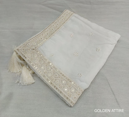 White Wedding Shawl for Groom: Indian Sherwani Stole
