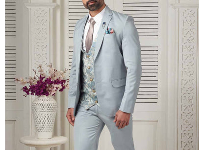 Handcrafted Three Piece Suit: Custom Wedding Groom Tuxedo