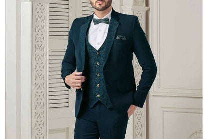 Green Suit for Men: Ethnic Wedding 2-Piece, Bespoke Style