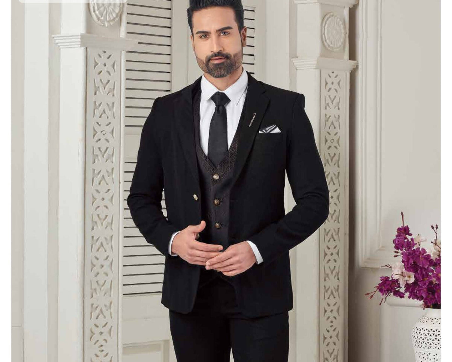 Black Three Piece Suit: Slim Fit Wedding Groom Suit