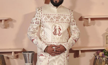 Ivory Sherwani For Men: Indian Groom Wedding Dress