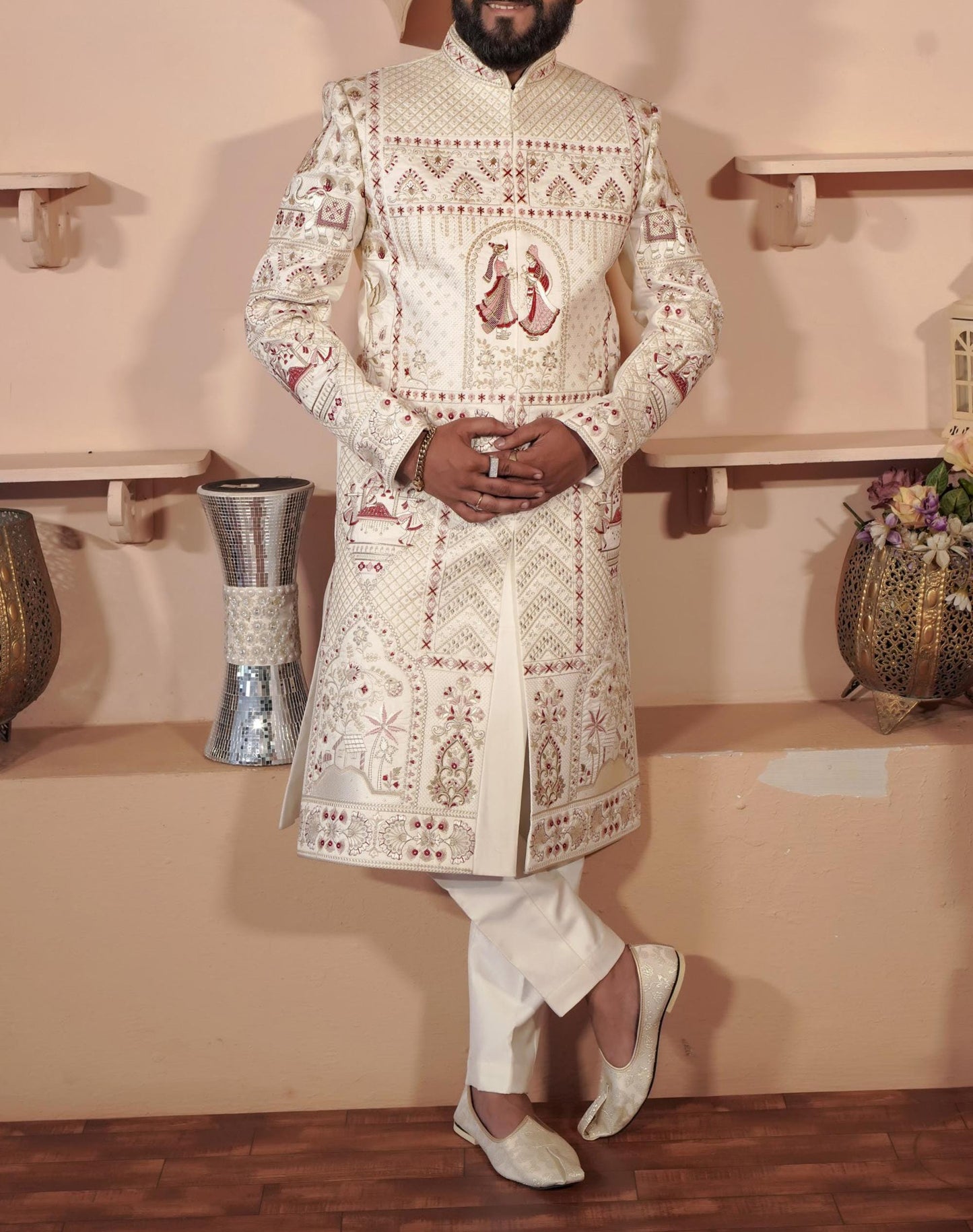 Ivory Sherwani For Men: Indian Groom Wedding Dress