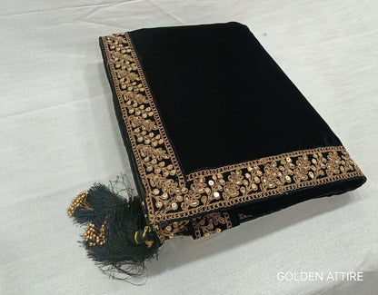 Black Sherwani Shawl, Indian Groom Wedding Dupatta