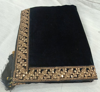 Black Sherwani Shawl, Indian Groom Wedding Dupatta