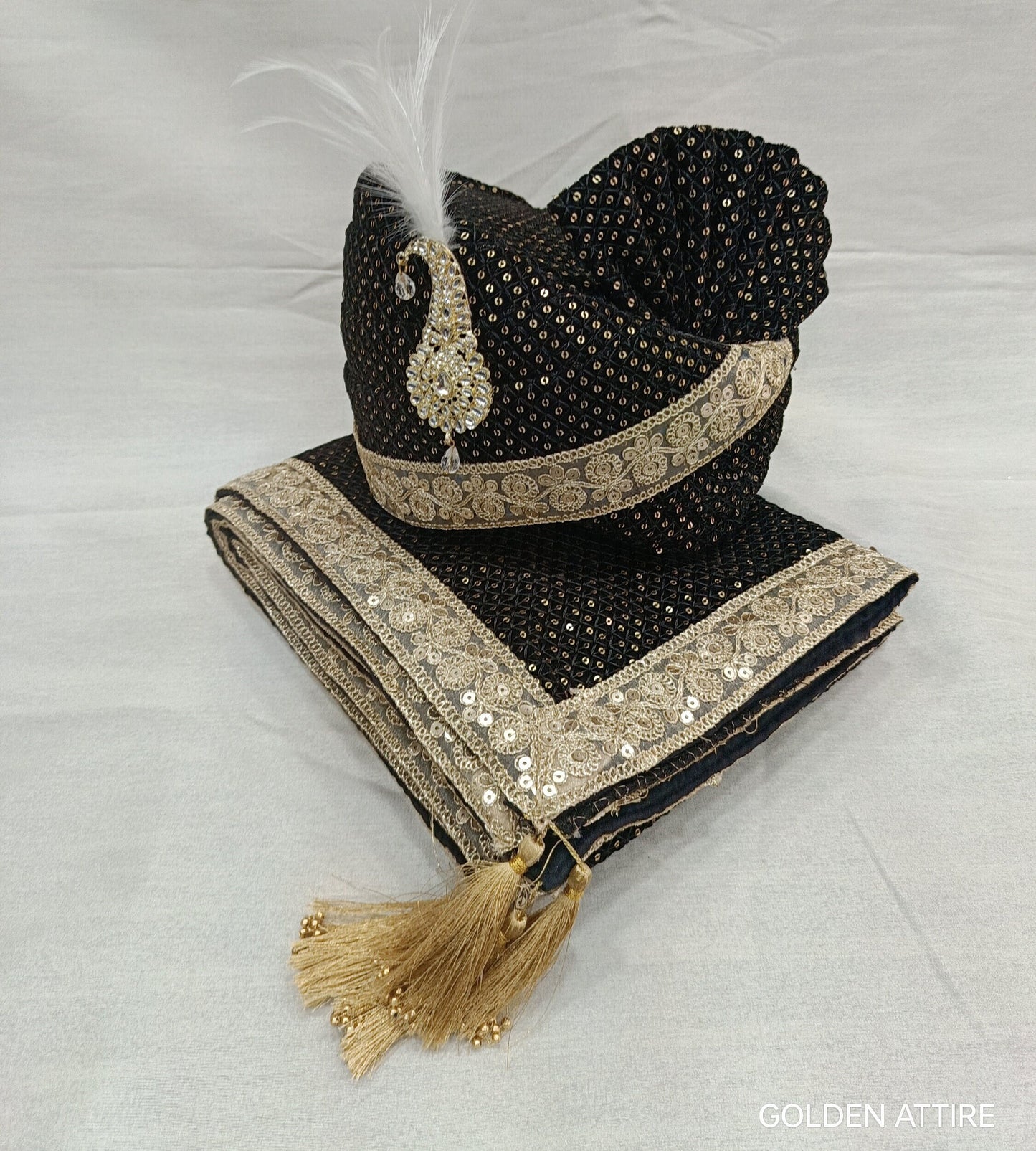 Black Sherwani Shawl: Indian Groom Wedding Stole