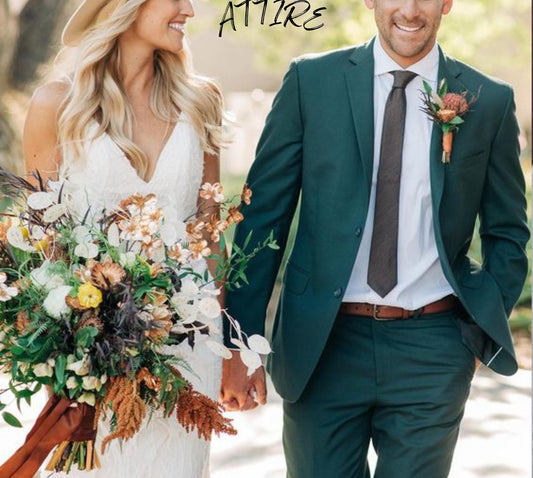 Green Slim Fit Suit: Men's 2-Piece Tuxedo, Wedding Groom Attire